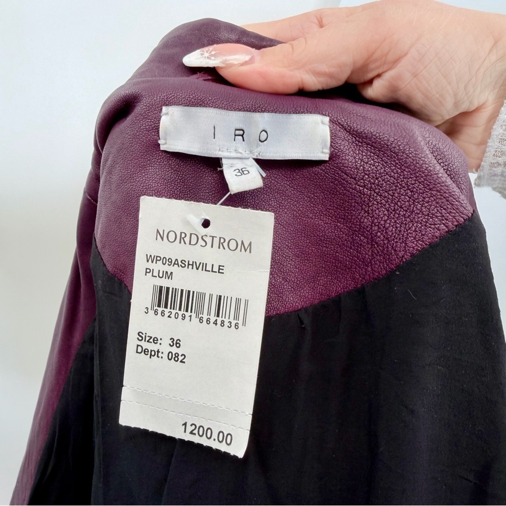 IRO ASHVILLE LEATHER JACKET Plum Purple Moto Biker NWT - Picture 8 of 8